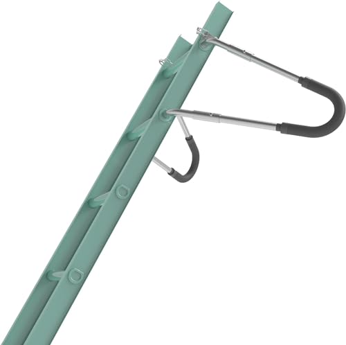 Ladder Stabilizer for Roof, Ladder Standoff Brackets with Foam Elbows and Anti-Shedding Device, Silver