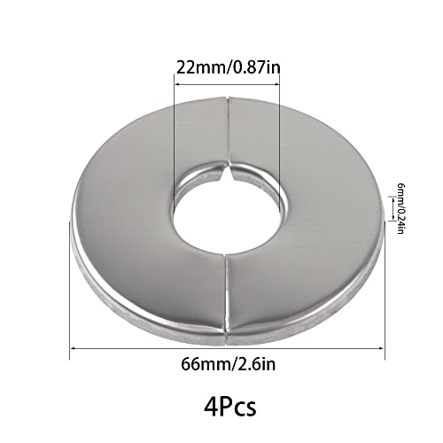 4Pcs 304 Stainless Steel Wall Split Flange Round Escutcheon Plate Cover for Various Pipes (22mm/087in) - size: 22mm/087in