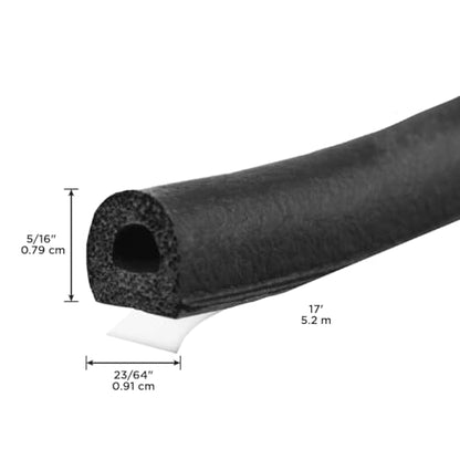 M-D Building Products 01025 17 ft. Black Small Rubber Auto & Marine Weatherseal for All Climates - size: 17 Ft.