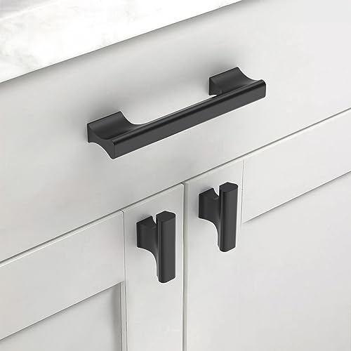 Asidrama 10 Pack 3.75 Inch(96mm) Matte Black Kitchen Cabinet Handles, Cabinet Pulls Kitchen Cabinet Hardware Cupboard Handles Drawer Pulls - color: Matte Black, size: 3.75" Hole Center(96mm), style: 10 Pack