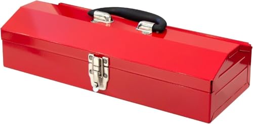 Portable Tool Box, Metal Tool Box, 4 Non-Slip Foot Pads, Ideal for Trailer, Mechanic, DIY-ers, Car Toolbox, Workshops, Garages, Repair Shops,Red - size: 1P-16in-Red