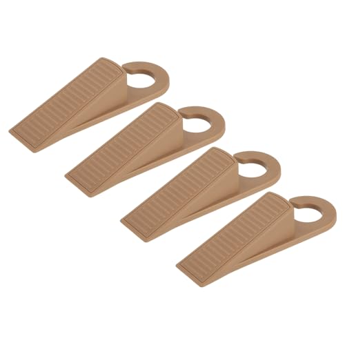 uxcell 4 Pcs Door Stoppers for Bottom of Door, 28mm/1.10 Inch Door Stops, Rubber Door Stopper Wedge Anti Slip, Window Stopper Door Stackable, Brown - color: Brown