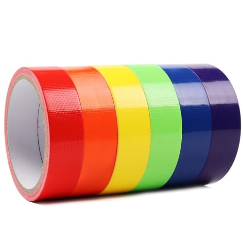 Colored Duct Tape 6 Rolls, 1 Inch x 30 Yards Each - Vibrant Color Variety Pack for Crafts, Repair, Organizing & Decor - Strong Multi-Purpose Adhesive Tape for Home, School, Office - size: 1 Inch x 30 Yards
