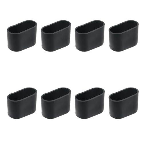 Geesatis 8 Pcs Oval Chair Leg Cap Flexible Furniture Pad Table Feet Covers Floor Protector, Black, 2 x 1 inch - size: 2 x 1 inch - Black
