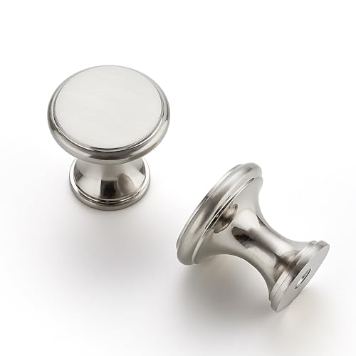 Ravinte 10 Pack Brushed Nickel Kitchen Cabinet Knobs, Solid Silver Pulls Zinc Handles Simple Drawer Cabinet Hardware for Cupboard Drawer Knobs - color: Brushed Nickel