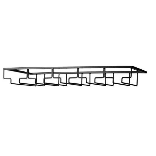FOMANSH Wine Glass Rack - Under Cabinet Stemware Wine Glass Holder Glasses Storage Hanger 1 Pack Metal Organizer for Bar Kitchen 5 Rows Black - color: Black, size: 5 Rows 1 Pack