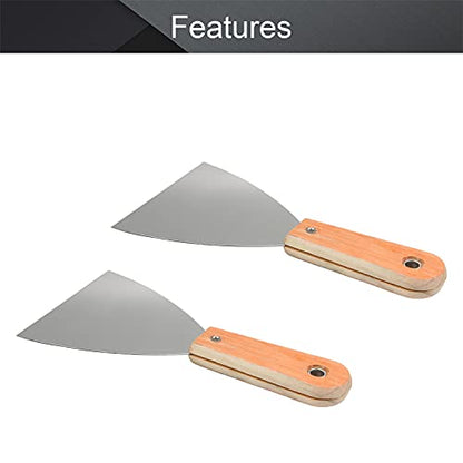 Utoolmart Putty Scraper 4" Cr-V Steel Stiff Putty Knives with Plastic Handle for Taping Paint Wall Floor Tile 2Pcs - size: 4 inch