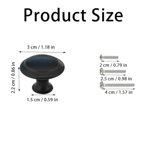 12 Pack Kitchen Cabinet Knobs, Dresser Drawer Knob with Screws, Round Cabinet Knobs, Round Drawer Knob (Black) - color: Black