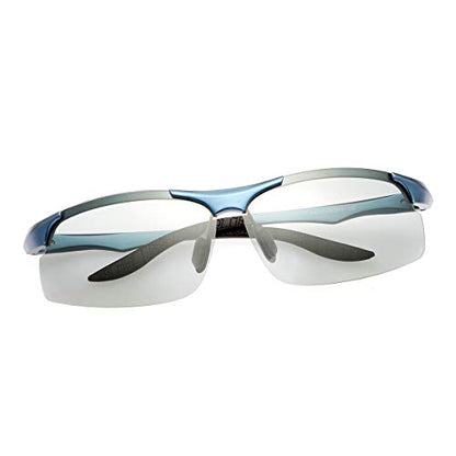 YIMI Men Photochromic Polarized Sports Sunglasses Cycling Fishing Driving Glasses UV Protection Eyeglasses Anti Glare Eyewear - color: 8003 Blue