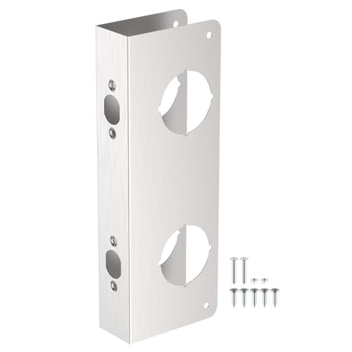 U 10539 Stainless Steel Lock and Door Reinforcement Plate for 1-3/4 in Thick Doors, Stainless Steel Finish for Reinforcing and Repairing Doors - 1 Pack - color: Silver, size: 1 Pack
