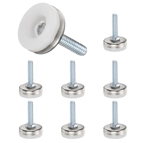 uxcell 1/4"-20 Thread Furniture Feet Levelers, 8Pcs 25mm l Adjustable Furniture Feet Screw in Threaded Leveling Leg Screw on Chair Foot Glides Leveling for Table Chair Silver - color: Silver, size: 1/4"-20 25mm
