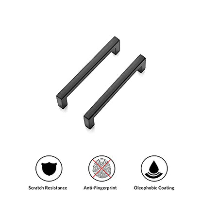 Ravinte 3 Pack Solid 3-3/4 Inch Center to Center Slim Square Bar Drawer Handles Cabinet Hardware - Matte Black Kitchen Pulls - size: Flat Black 3-3/4'' Hole Center
