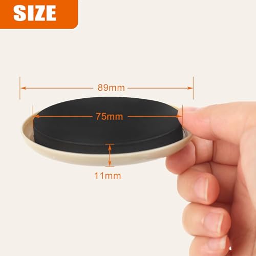 Generic 4PCS Furniture Sliders, 3 1/2" Reusable Sliders for Hardwood & Carpet, Heavy Duty, Beige
