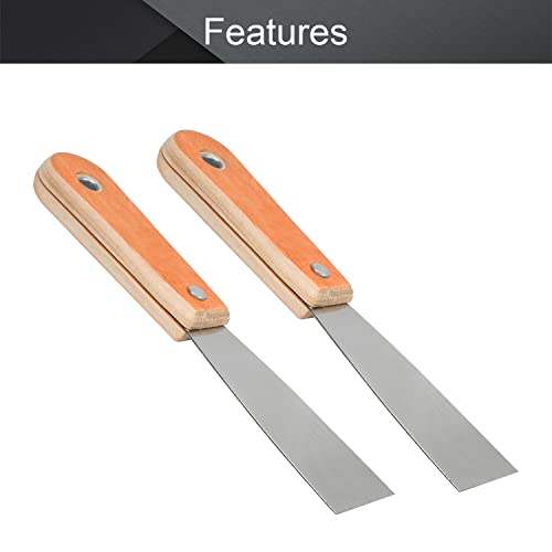 Utoolmart Putty Scraper 1.5" Cr-V Steel Stiff Putty Knives with Wooden Handle for Taping Paint Wall Floor Tile 2Pcs - size: 1.5 inch