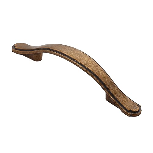 Alzassbg 10 Pack Antique Brass Cabinet Pulls, 3 Inch(76mm) Hole Centers Cabinet Handles Arch Kitchen Hardware for Cabinets and Drawer AL3028AE - color: Traditional Handles - Antique Brass, size: 3" Hole Center