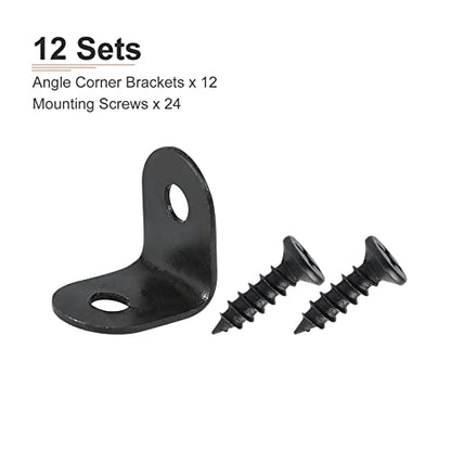 DTGN 0.47"x0.47"x0.35"(LxWxH) L Bracket Corner Braces -12Pack- Good for Mending Wooden Furniture - Metal Right Angle Brackets W/Screws - Black - size: 0.47"x0.47"x0.35"