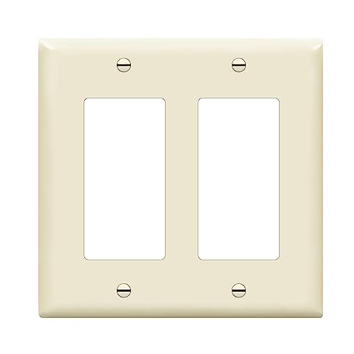 ENERLITES Decorator Light Switch or Receptacle Outlet Wall Plate, Size 2-Gang 4.50" x 4.57", Unbreakable Polycarbonate Thermoplastic, UL Listed, 8832-LA, Light Almond - color: Light Almond, size: Standard Size