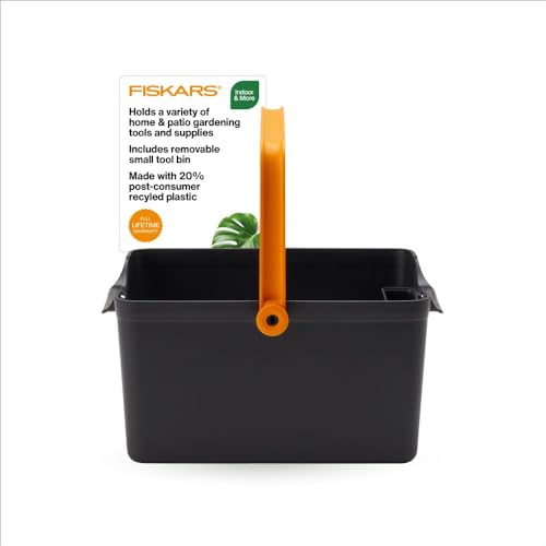 Fiskars Garden Tool Caddy, Portable Storage Organizer with Locking Handle and Removable Bin (Wall-Mountable) for Snips & Pruners, Durable Recycled Resin Carrier for Indoor & Outdoor Gardening - style: Tool Caddy