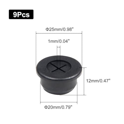 3/4 Inch Cable Grommet (20mm) – 9 Pcs Flexible Rubber Cord Hole Plugs for AV Console, Monitor Stand, Desktop Wiring (Black) - size: 9pcs 3/4"(20mm)