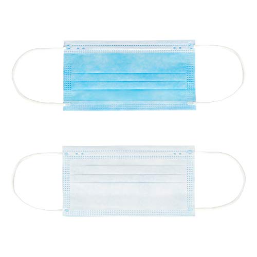 StringKing Disposable Face Masks for Protection - 3-Ply Mask - Premium Filter, Adjustable Metal Nose Piece and Elastic Band Ear Loops - Latex-Free (Box of 50 - Blue)