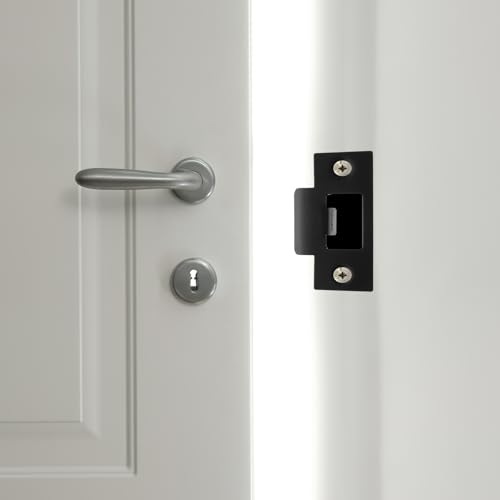 Homoyoyo 4pcs Cam Block Door Locks, Stainless Steel Guide Piece Black Door Lock Door Strike Plate Door Strike Plate Reinforce Security on Your Doors (Pack of 2) - size: 7x7cm (Pack of 2)