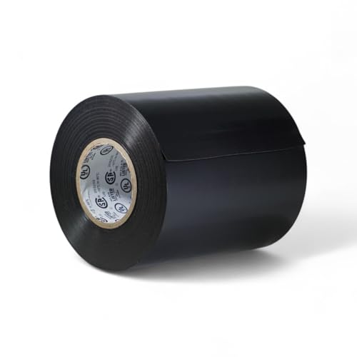 GGR Supplies T.R.U. EL7566-AW Professional Grade Rubber Black PVC Electrical Tape, Rated up to 600 Volts and 176 F - UL/CSA/CE Listed Synthetic: 4 in. x 66 Ft. (8 Mil) - size: 4 in. x 66 ft. (96mm)