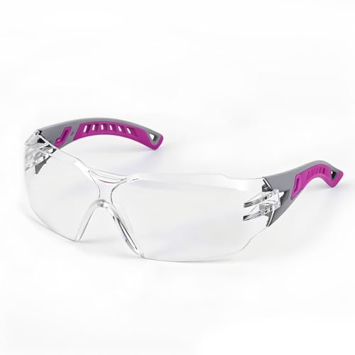 Safety Glasses Anti Fog UV400 Lightweight Rubber Temple Goggles,Eye Protection Glasses for Men & Women - color: Purple