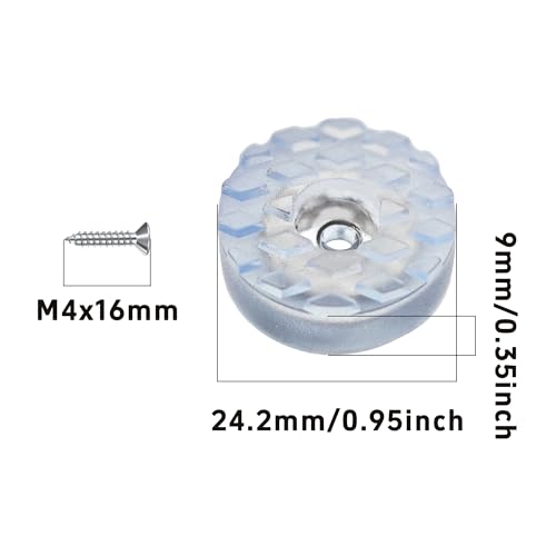 16PCS 1” Transparent Round Furniture Pads, Non-Slip Heavy Duty Screw-on Furniture Feet, Noise-Canceling Silicone Sliders for Table Desk Chair Sofa Legs - size: 1"
