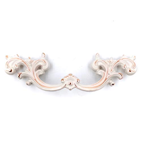 Jetland French Provincial Drawer Pulls - 6-Pack, Ivory White, 3" Hole Centers, Vintage Shabby Chic Pulls for Dresser Nightstand Cabinet, PW1619W76 - color: Ivory White, size: 3 Inch Hole Centers