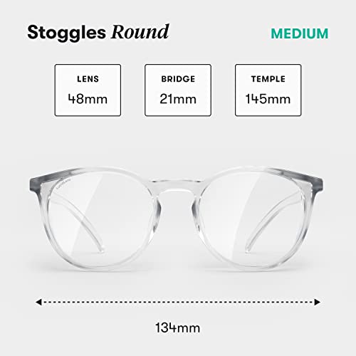 Stoggles Round Z87.1 Certified Polycarbonate Safety Glasses, Scratch & Shatter-Proof, Blue-Light & UV Blocking Lens, Top & Side Shields, Anti-Fog Dip Coated, Durable, Protective & Stylish Eyewear - color: Clear