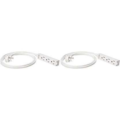 Amazon Basics 3-Prong Indoor Rectangle Extension Cord Power Strip, Flat Plug, Space-Saving, Grounded, 13 Amps, 1625 Watts, 125 VAC, 6 ft, White, 2-Pack - size: 6 ft