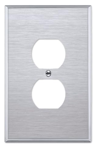OVERSIZED Stainless Steel Outlet Cover, 1 Gang OVERSIZE Electrical Outlet Cover Plate, Metal Cover for Receptacles, Duplex Wall Plate, One Gang Wall Plug Cover - Made in USA, UL Listed, 5.5" x 3.5" - color: 1 Gang Outlet