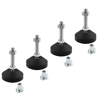 Luomorgo 4 Pcs M12 Leveling Feet with T-Nut, Anti Skid Threaded Rubber Feet, Adjustable Swivel Levelers for Furniture Feet, Heavy Duty Appliance Feet for Mechanical Equipment (D50 x M12 x H50) - size: D50 X M12 X H50