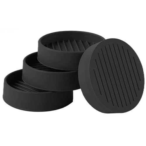 2x2 Round Rubber Furniture Caster Cups, Anti-Sliding Furniture Pads Bed Stopper Floor Protectors with Grip - Protect Any Flooring - size: 4 Pcs Black