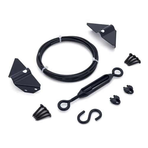 HILLMASTER Durable Anti Sag Gate Kit for Wooden Fence, Anti-Sag Gate Support Cable Kit in Zinc, Anti-Sagging Fence Gate Kit Steel Gate Hardware, Wood Door Repair Kit for Outdoor, Gate Frame Kit Black - color: Black, size: 1 Pack