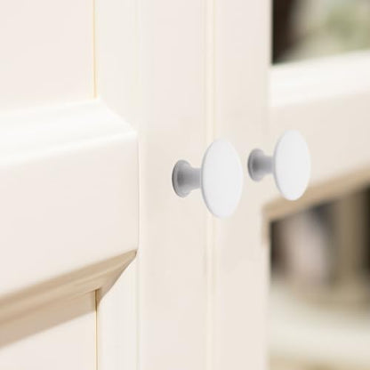 16 Pcs White Cabinet Knobs, Round Dresser Knob Kitchen Drawer Knobs, Single Hole Cupboard Door Knob Dresser Drawer Pulls Handles - color: White, size: 16 Pack