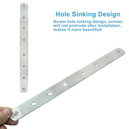4 Pack 12 Inch Stainless Steel Flat Plate Straight Bracket Flat Metal Brace Bracket, 300mm Metal Brackets Mending Repair Plate Brace with Screws for Wood Straight Brace - size: 12"-300mm-Silver