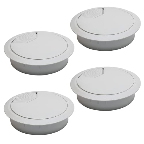 Desk Grommet 2-3/8" (60 mm), Desk Cord Hole Cover, Cable Grommet ABS Plastic, Desk Hole Grommet for Office and Home Table Cable, Detachable Adjustable Cable Cord Organizer (Light Grey 4 Pcs) - size: 2-3/8" (60 mm), style: 4 pcs Light Grey
