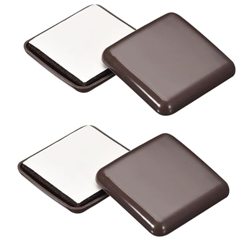 4 Pack Furniture Sliders 2 Inch Square Self Adhesive Chair Leg Glides, Plastic Sliding Pads for Moving Furniture on Carpet Tile Vinyl Hardwood Floors, Floor Protection Pads