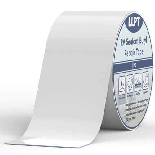 LLPT Roof Seal Tape White 4" x 50 Ft UV Stable RV Sealant Repair Tape Extreme Durable Waterproof Airtight Patch Tape for Window RV Repair Boat Vent Trailer Camper Motorhome (SV62110WT4) - color: White, size: 4" x 50 Ft