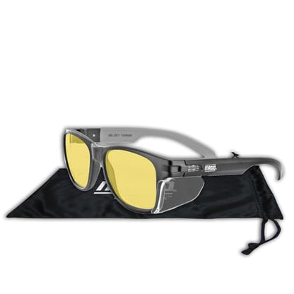 MAGID Y50 Safety Glasses for Construction | Black Frame — 2 Pairs, Amber Lens | Side Shields, ANSI Z87.1+, Anti-Fog, Scratch-Resistant, 99.9% UV Protection, Polycarbonate Lens - color: Amber Lens | Black Frame, size: 2 Pairs