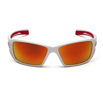 Pyramex Velar Safety Glasses, White-Red Frame/Sky Red Mirror Lens - color: White/Red Frame / Sky Red Mirror Lens