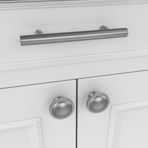 10 Pack Brushed Nickel Cabinet Knobs Round Silver Drawer Knob Kitchen Hardware for Dresser Diameter 1-1/2 Inch - color: Brushed Satin Nickel