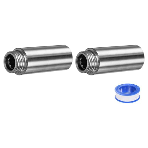 M METERXITY Shower Head Extension Arm, Stainless Steel G1/2 Male to Female Extension Pipe Fitting Adapter with PTFE Thread Seal Tape for Shower/Faucet, Pipe Plumbing Coupler 2.75"/70mm 2-Pack - size: 2.8"/70mm
