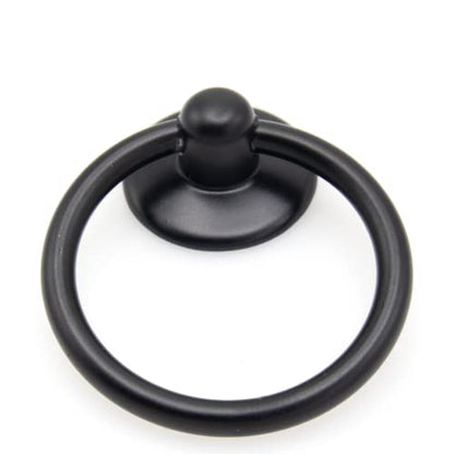 12pcs Black Round Ring Cabinet Drawer Pulls, Zinc Alloy Handles, Single Hole Dresser Pulls Knobs, Black Handles Hardware - color: 12pcs Black