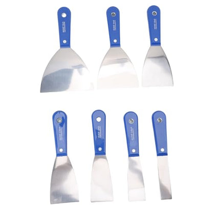 Putty Knife Set, 7 Pack, Carbon Steel Paint Scraper Tool with Storage Bag, for Applying Plaster Repairing Drywall Removing Wallpaper, 1 in 1.5in 2in 2.5in 3in 4in 5in