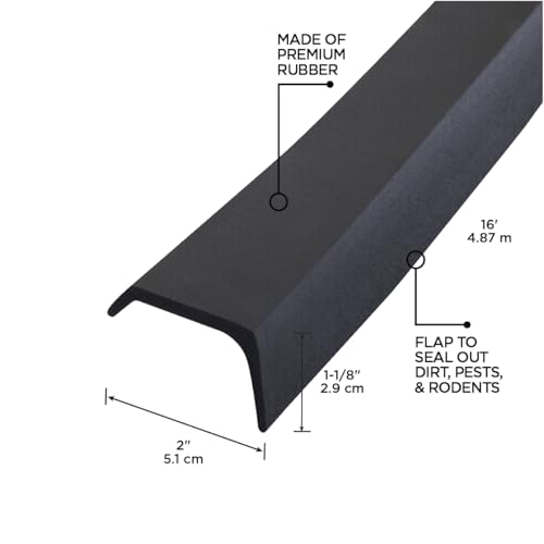 M-D Building Products 03749 16 ft. Black Rubber Garage Door Bottom Seal - size: 16 Ft.