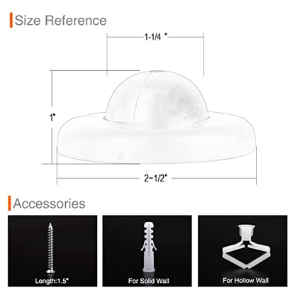 5 Pack Convex Wall Door Bumper Stop Black – 2-1/2” Outside Diameter Stainless Steel Cover with Bigger 1-1/4” Black Rubber Bumper – Easy to Install with Screw - color: Convex-Black, size: 5 Pack