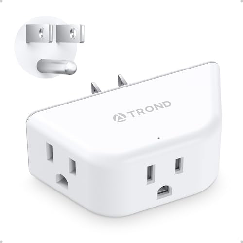 TROND Outlet Extender, 3-Prong Grounded Wall Plug Splitter, 3 Way Angled Outlet Adapter, ETL Listed, Cruise Ship Essentials, Plug Expander with 3 Electrical Sockets for Bathroom, Kitchen, White - color: White, size: 3AC-3 Prong Plug, 1 Pack