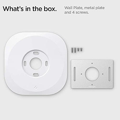Spigen Wall Plate Designed for Google Nest Thermostat Wall Plate (Included Metal Plate and 4 Screws) - White - color: White
